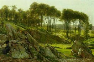 Parti Fra Kullen Nordstrand, I Forgrunden Laesende Kvinde Med Parasol by Carl Frederik Peder Aagaard