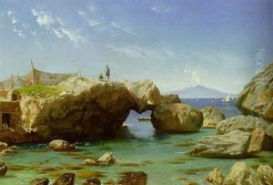 A Rocky Coast With Vesuvius Beyond by Carl Frederik Peder Aagaard