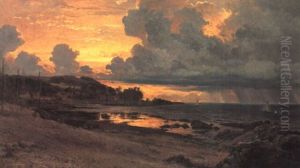 Uvejrsstemning Over Kullen, Solnedgang by Carl Frederik Peder Aagaard