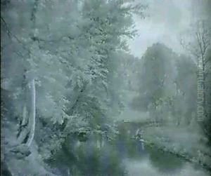 Skogslandskap Med Vattendrag - Sommarmotiv by Carl Frederik Peder Aagaard