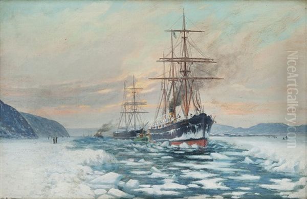 D/s "norge" I Innseilingen Til Kristiania, Vinter - view 1