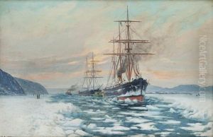 D/s "norge" I Innseilingen Til Kristiania, Vinter by Zackarais Martin Aagaard