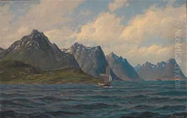 Seilskute Og Dampbat Ved Kysten - view 1