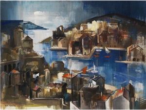 Sizilianische Hafenlandschaft by Vilmos Aba-Novak