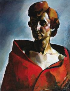 Woman In Red Dress by Vilmos Aba-Novak