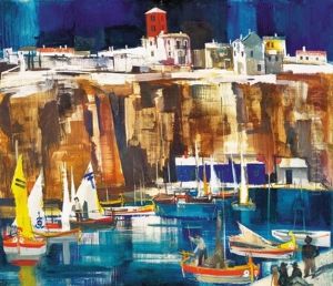 Olasz Kikoto Vitorlasokkal (italian Port With Sails) by Vilmos Aba-Novak