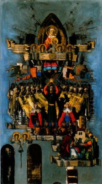 Szent Istvan Felajanlja A Koronat Szuz Marianak [saint Stephan Makes An Offer Of The Saint Crown To The Holy Virgin, Plan Of A Fresco For The Church In Varosmajor] - view 1