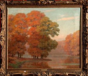 Paysage D'automne A L'etang by Pierre Abattucci