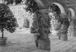 Sommerlicher Schloshof Mit Arkadengang Sommerlicher Schloshof Mit Arkadengang
