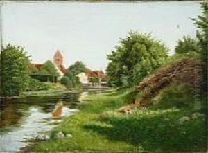 A Town Scenery From Naestved By Susaaen Stream, Denmark A Town Scenery From Naestved By Susaaen Stream, Denmark