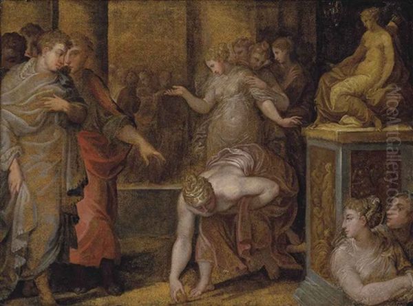 Atalanta Picking Up The Golden Apple - view 1