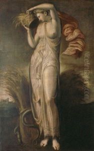 La Deesse Ceres Portant Une Corbeille De Ble Dans Un Paysage