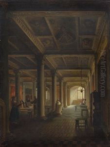 A Church Interior, Probably In Venice by Vincenzo Abbati