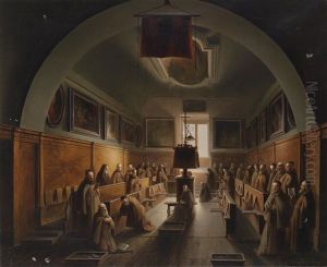 Monche In Der Certesa In Padua by Vincenzo Abbati