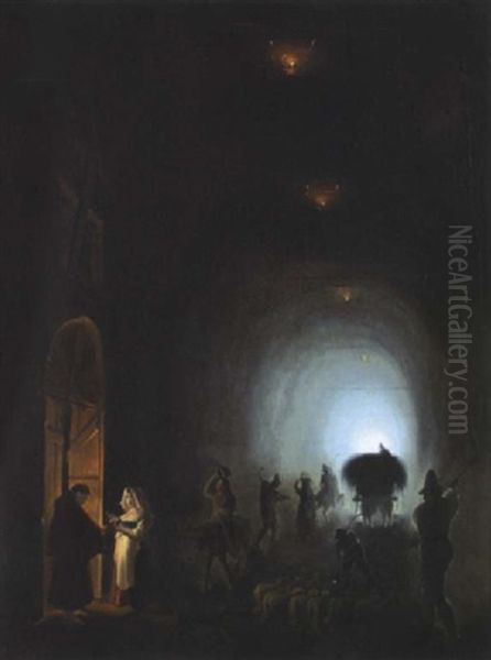 Bauern Und Hirten In Einer Grotte Und Vor Einer Klosterpforte (grotta Apozzoli?) - view 1