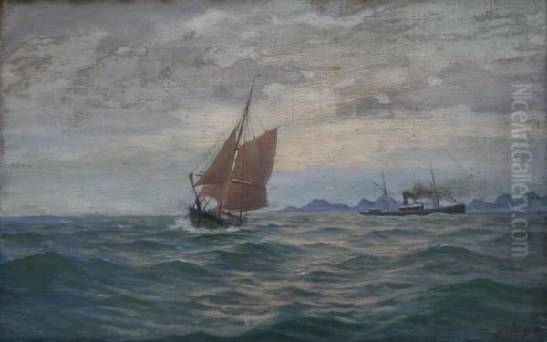 Two Vessels Off A Scandinavian Coast - view 1