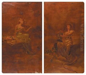 Allegorie Des Arts Allegorie De La Musique (pair) by Louise Abbema
