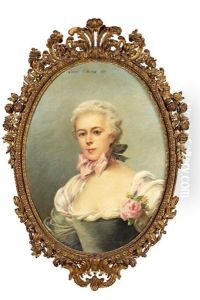 Portrait D'elegante Au Noeud Rose Portrait D'elegante Au Noeud Rose