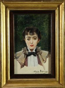 Portrait De Mademoiselle Luppe (+ Portrait De Monsieur Luppe Fils; Pair) by Louise Abbema