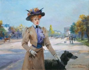 Elegante Et Son Chien Avenue Foch by Louise Abbema