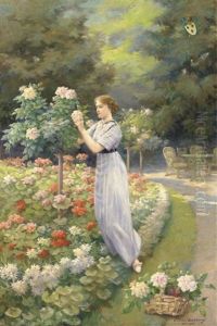Germaine Van Der Linden De Kenenburgh Attending To Her Roses Germaine Van Der Linden De Kenenburgh Attending To Her Roses