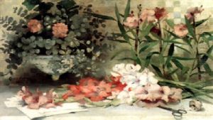 A Still Life Of Flowers On A Ledge A Still Life Of Flowers On A Ledge