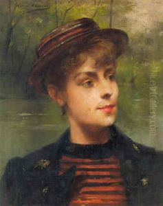 Portrait D'une Femme En Manteau Bleu