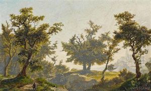 Landschaft Mit Reisendem by Wilhelm von Abbema