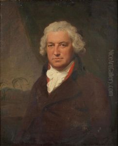 Portrait Of Bryan Edwards, Half-length, In A Brown Coat, Seated Before A Green Curtain, A View To A Caribbean Landscape Beyond