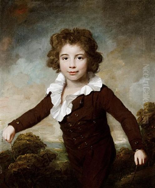 Portrait Of A Young Boy In A Brown Coat And Breeches, Holding A Skipping Rope Before A Landscape - view 1