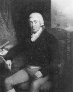 Portrait Of A Gentleman Seated, An Action On A Redoubt Beyond by Lemuel-Francis Abbott