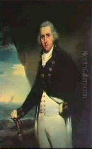 Portrait Of A Naval Officer, Three-quarter Length, In Uniform, Holding His Swork In His Right Hand by Lemuel-Francis Abbott