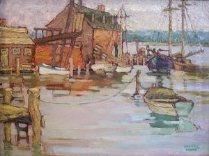 Harbor Scene With Fishing Boats by Yarnall Abbott
