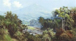 Javanese Landscape With Volcano