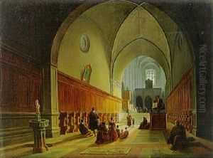 Worshippers In A Church Aisle, Italy