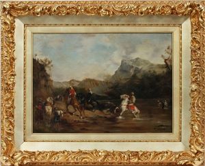Arab Horsemen by Francois Barthelemy Marius Abel
