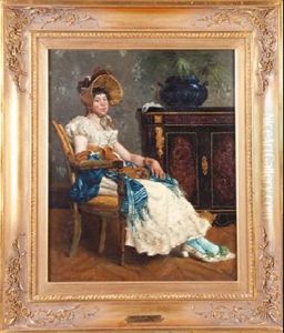 Dama En Un Interior by Francois Barthelemy Marius Abel