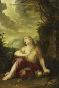 Die Heilige Magdalena, Sich Geiselnd by Josef Abel