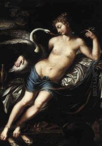 Leda And The Swan by Josef Abel