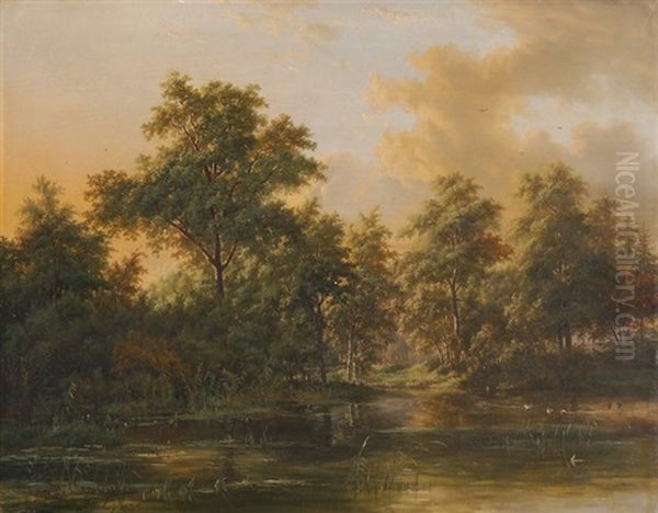 Sommerlandschaft Mit See Im Abendrot - view 1