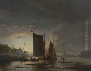Abendliche Hollandische Flusslandschaft by Jacobus Theodorus Abels