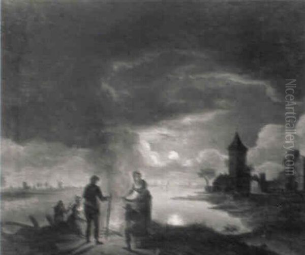 Hollandische Fluslandschaft Bei Mondlicht - view 1