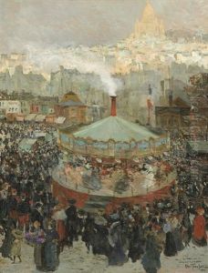 Fairground With The Sacre-coeur In The Background by Louis Abel-Truchet