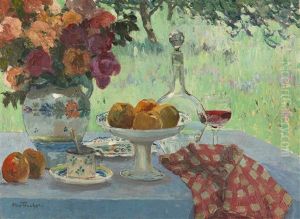 Ein Gedeckter Tisch Auf Sommerlicher Wiese by Louis Abel-Truchet