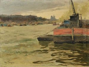 Peniches, La Seine, Notre-dame by Louis Abel-Truchet
