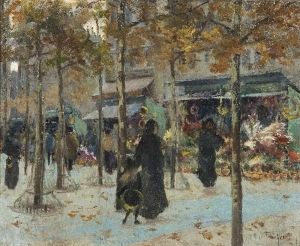 A Flower Market In Paris by Louis Abel-Truchet
