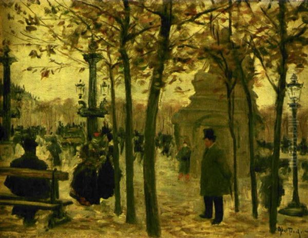 Parisiskt Parkmotiv Med Figurer (place De La Concorde In Paris) - view 1
