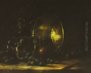 Still Life Of Plums, Copper And Brass Cookware, Jug, And A Knife Still Life Of Plums, Copper And Brass Cookware, Jug, And A Knife