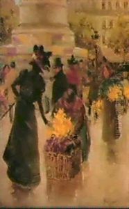 Place De La Republique, La Marchande De Fleurs by Louis Abel-Truchet