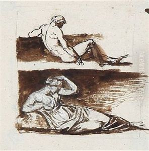 Two Person Portrayals With Respectively A Lying Man And A Lying Woman by Nicolaj-Abraham Abilgaard